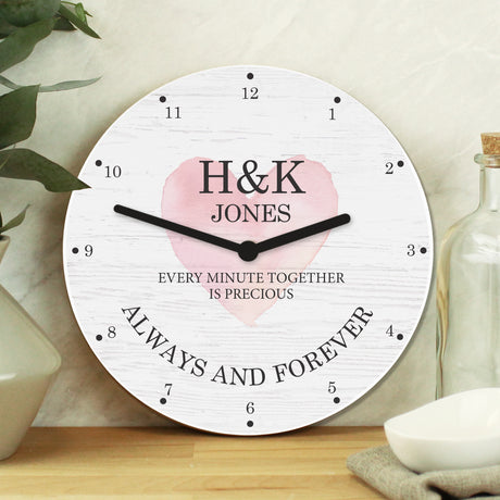 Personalised Couples Love Wooden Wall Clock - Clocks at Gift Moments