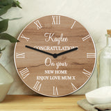 Personalised Free Text Wood Effect Clock - Clocks at Gift Moments