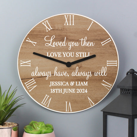 Personalised Free Text Wood Effect Clock - Clocks at Gift Moments