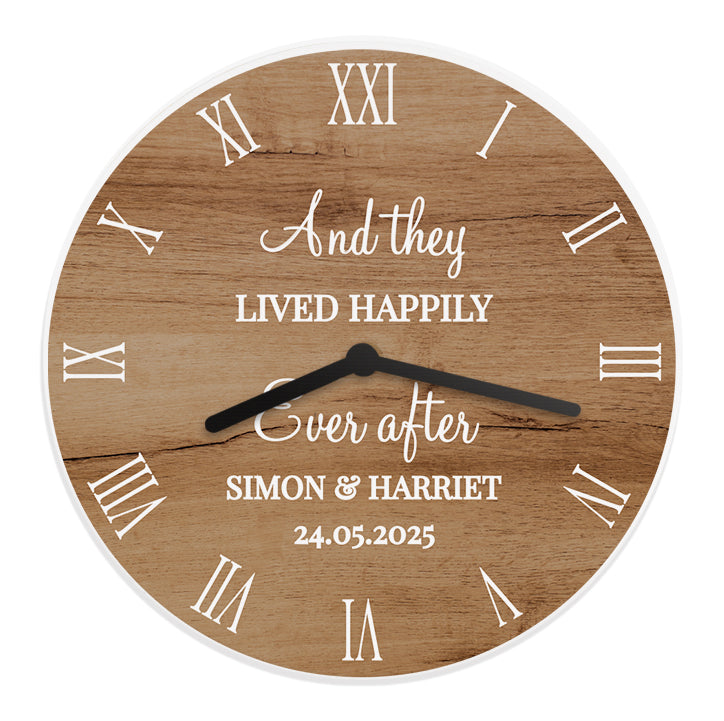 Personalised Free Text Wood Effect Clock - Clocks at Gift Moments