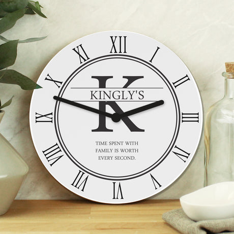 Personalised Family Name Wooden Clock: 1 - Clocks By Gift Moments