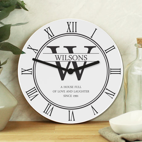 Personalised Family Name Wooden Clock: 3 - Clocks By Gift Moments