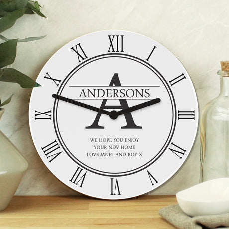 Personalised Family Name Wooden Clock: 4 - Clocks By Gift Moments