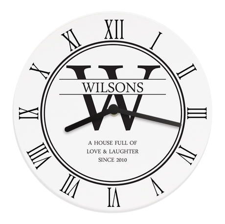 Personalised Family Name Wooden Clock: 6 - Clocks By Gift Moments