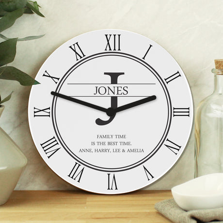 Personalised Family Name Wooden Clock: 2 - Clocks By Gift Moments