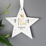 Personalised 1st Eid Wooden Star Decoration: 2 - Decorations By Gift Moments