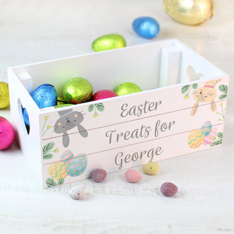 Personalised Easter Egg Hunt Small Wooden Crate - Storage at Gift Moments