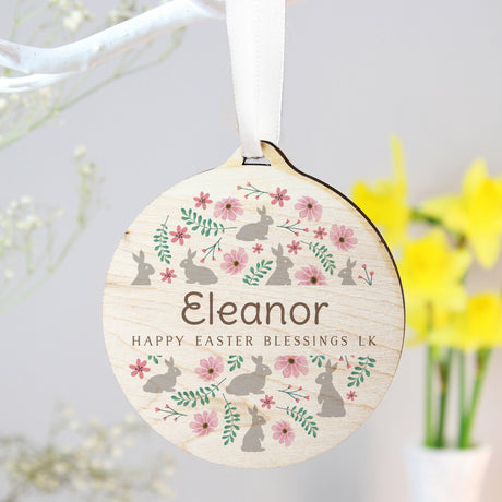 Personalised Floral Easter Tree Wooden Decoration - Decorations at Gift Moments