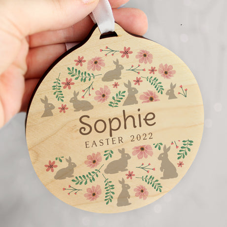 Personalised Floral Easter Tree Wooden Decoration - Decorations at Gift Moments