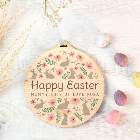 Personalised Floral Easter Tree Wooden Decoration - Decorations at Gift Moments