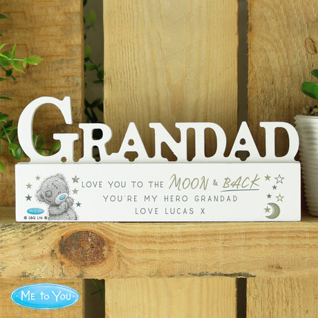 Personalised Me To You Moon and Back Wooden Grandad Ornament - Ornaments at Gift Moments