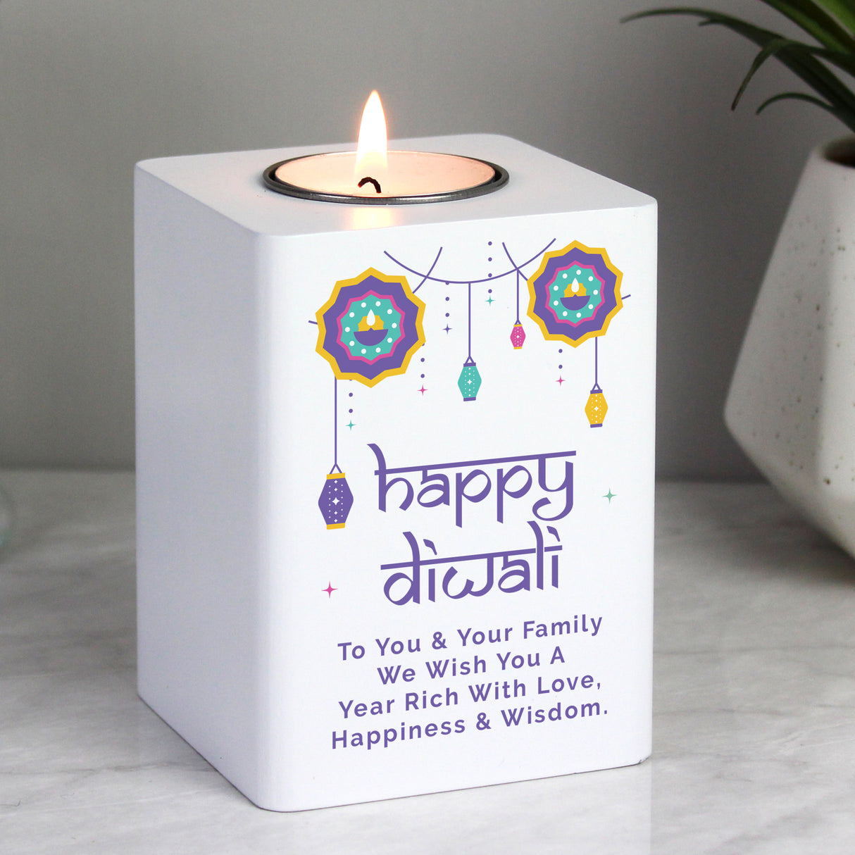 Personalised Wooden Tealight Holder for Diwali: 2 - Candle Holders By Gift Moments