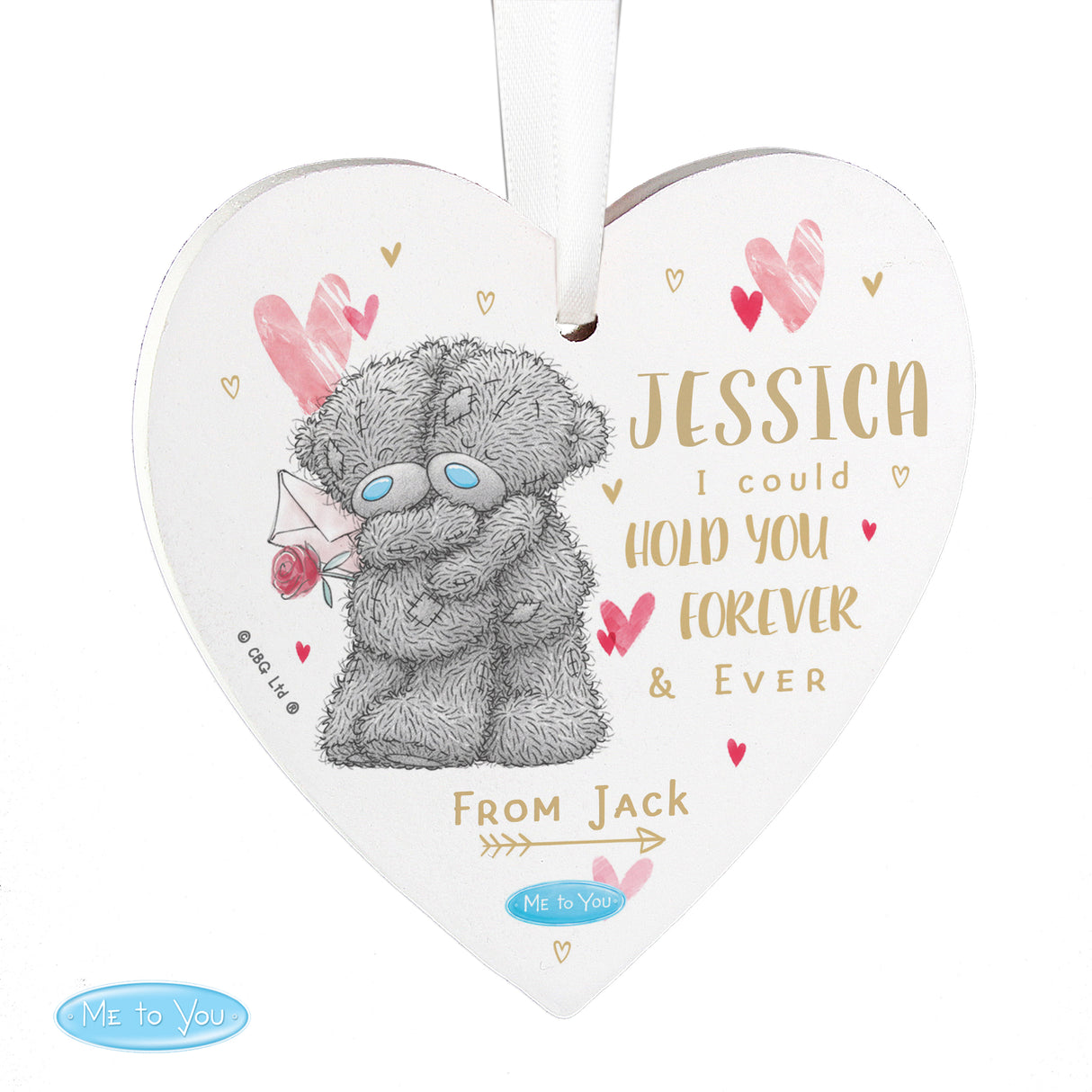 Personalised Me To You Hold You Forever Wooden Heart Decoration - Decorations at Gift Moments