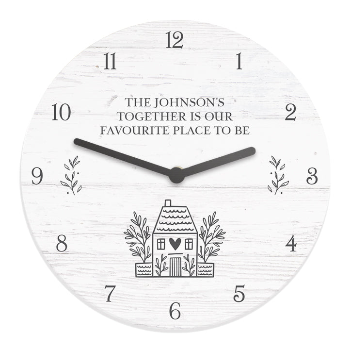 Personalised HOME Shabby Chic Wooden Clock - Clocks at Gift Moments