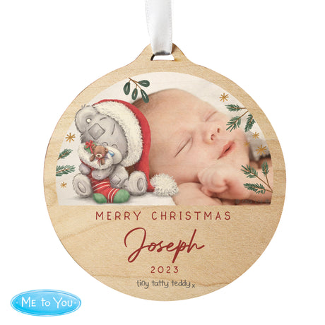 Personalised First Christmas Tiny Tatty Teddy Photo Upload Decoration - Christmas Decorations at Gift Moments