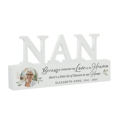 Personalised Botanical Memorial Photo Upload Wooden Nan Ornament - Ornaments at Gift Moments