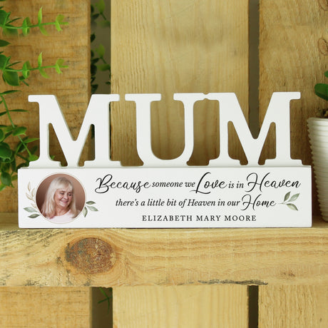 Personalised Botanical Memorial Photo Upload Wooden Mum Ornament - Ornaments at Gift Moments