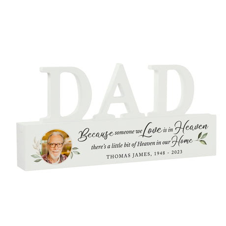 Personalised Botanical Memorial Photo Upload Wooden Dad Ornament - Ornaments at Gift Moments