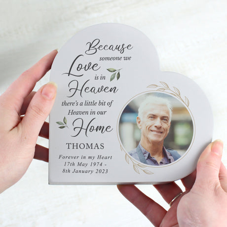 Personalised Botanical Memorial Photo Upload Free Standing Heart Ornament - Ornaments at Gift Moments