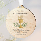 Personalised First Holy Communion Round Wooden Decoration Default Title - Decorations at Gift Moments