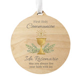 Personalised First Holy Communion Round Wooden Decoration - Decorations at Gift Moments