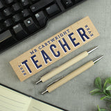 Personalised Best Teacher Wooden Pen and Pencil Set Default Title - Pens & Pencils at Gift Moments