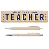 Personalised Best Teacher Wooden Pen and Pencil Set - Pens & Pencils at Gift Moments