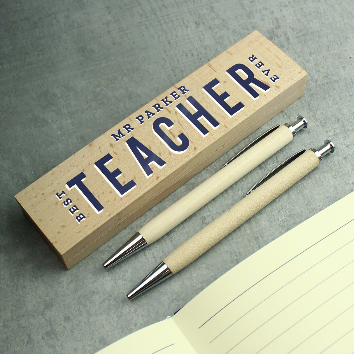 Personalised Best Teacher Wooden Pen and Pencil Set - Pens & Pencils at Gift Moments