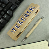 Personalised Best Teacher Wooden Pen and Pencil Set - Pens & Pencils at Gift Moments