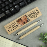 Personalised Best In The World Photo Upload Wooden Pen and Pencil Set Default Title - Pens & Pencils at Gift Moments