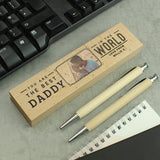 Personalised Best In The World Photo Upload Wooden Pen and Pencil Set - Pens & Pencils at Gift Moments