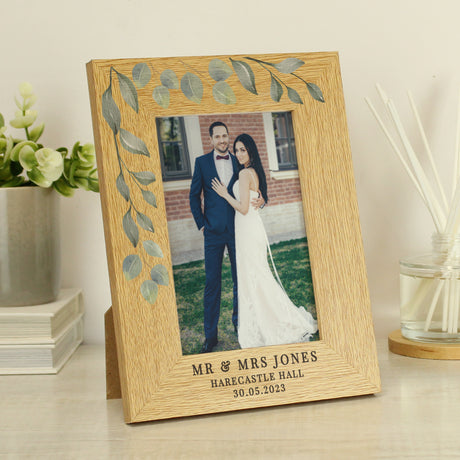 Personalised Botanical 6x4 Oak Finish Photo Frame Default Title - Photo Frames at Gift Moments