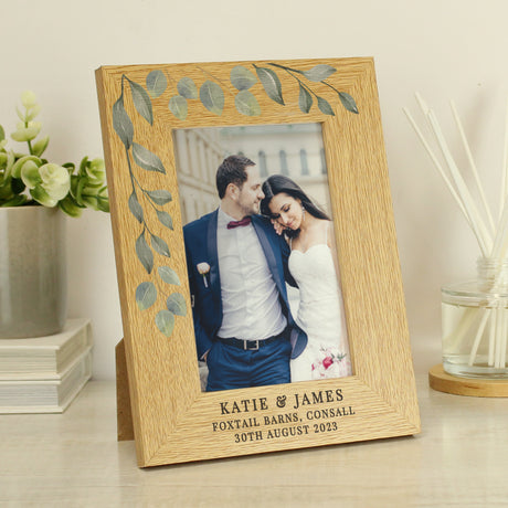 Personalised Botanical 6x4 Oak Finish Photo Frame - Photo Frames at Gift Moments