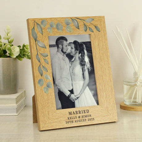 Personalised Botanical 6x4 Oak Finish Photo Frame - Photo Frames at Gift Moments