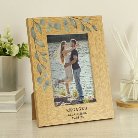 Personalised Botanical 6x4 Oak Finish Photo Frame - Photo Frames at Gift Moments