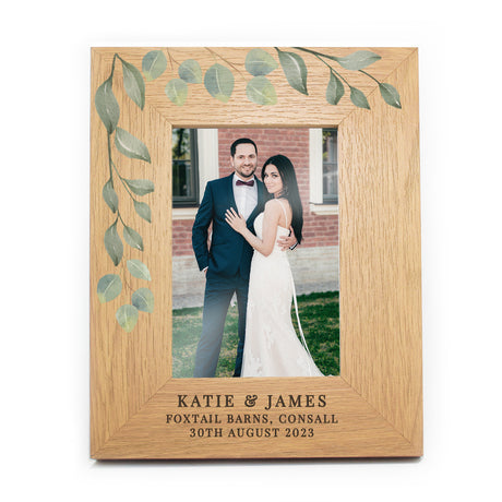 Personalised Botanical 6x4 Oak Finish Photo Frame - Photo Frames at Gift Moments