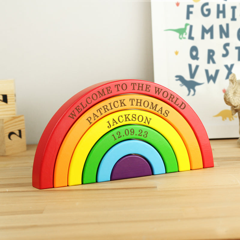 Personalised Wooden Rainbow Stacker Toy: 6 - Toys By Gift Moments