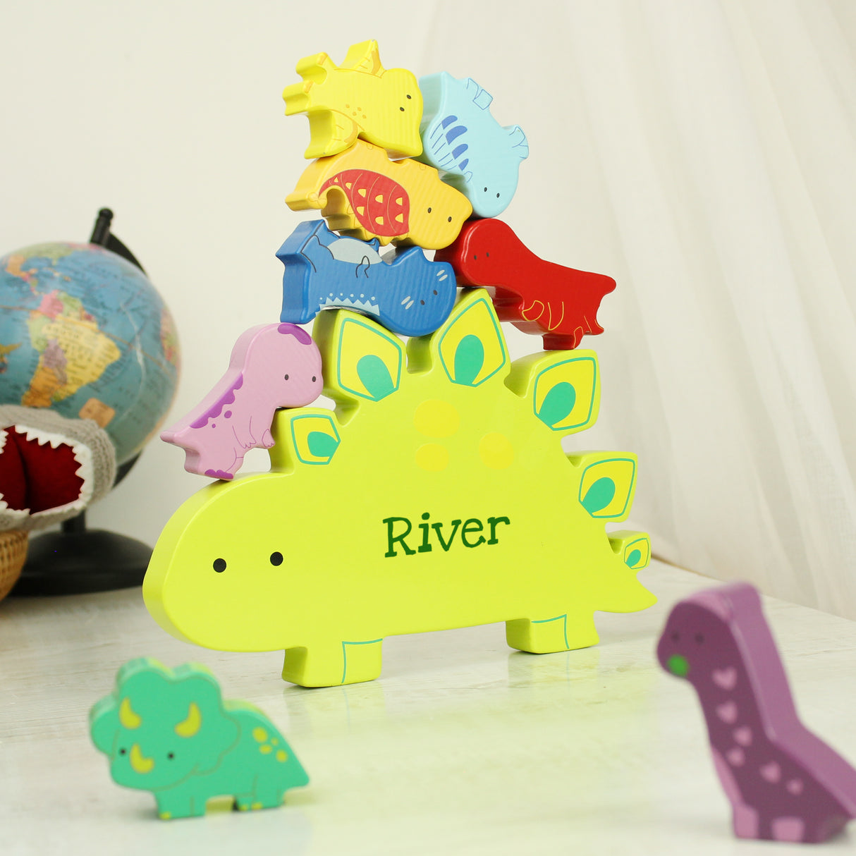 Personalised Name Only Wooden Dinosaur Stacker Toy Default Title - Toys at Gift Moments