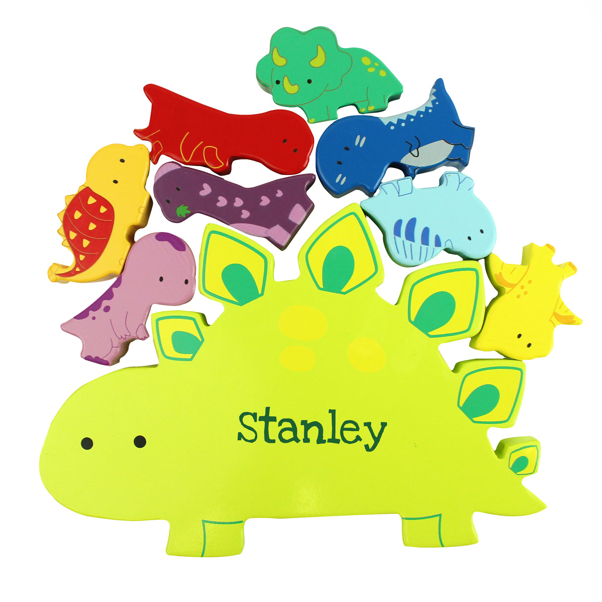 Personalised Name Only Wooden Dinosaur Stacker Toy - Toys at Gift Moments