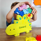 Personalised Name Only Wooden Dinosaur Stacker Toy - Toys at Gift Moments