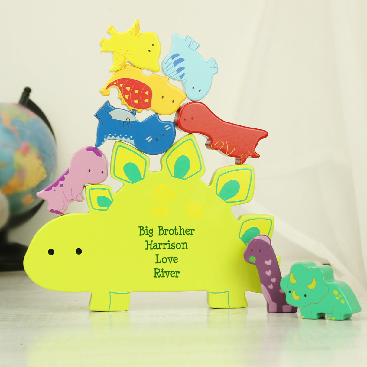 Personalised Free Text Wooden Dinosaur Stacker Toy Default Title - Toys at Gift Moments