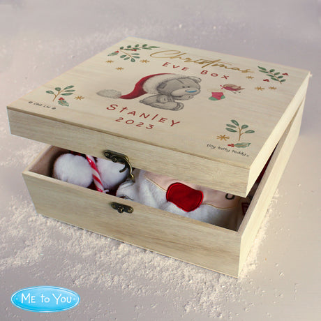 Personalised Christmas Eve Tiny Tatty Teddy Wooden Keepsake Box - Keepsake Boxes at Gift Moments