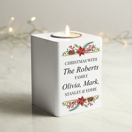 Personalised Christmas Wooden Tealight Holder - Candle Holders at Gift Moments