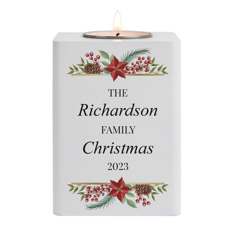 Personalised Christmas Wooden Tealight Holder - Candle Holders at Gift Moments