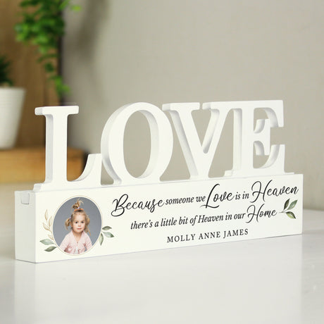 Personalised Botanical Memorial Photo Upload Wooden Love Ornament - Ornaments at Gift Moments