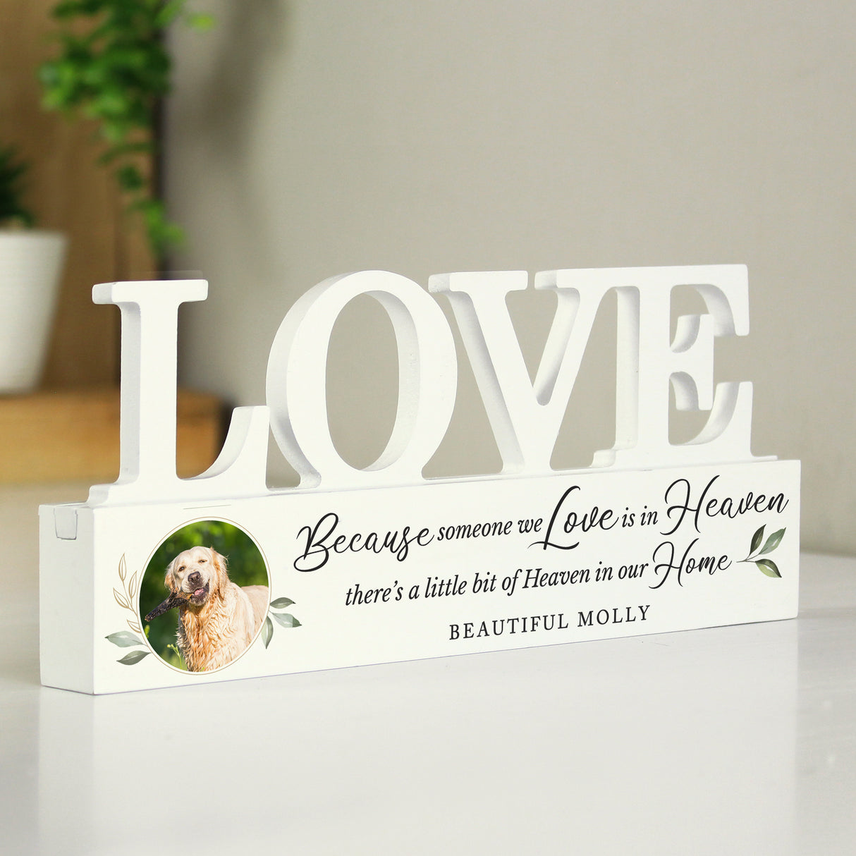 Personalised Botanical Memorial Photo Upload Wooden Love Ornament - Ornaments at Gift Moments