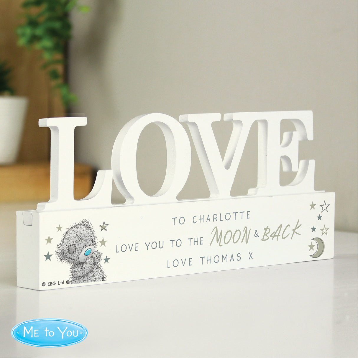 Personalised Me To You Moon and Back Wooden Love Ornament - Ornaments at Gift Moments