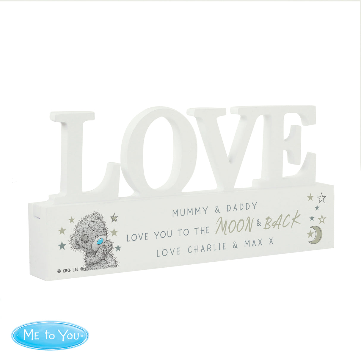 Personalised Me To You Moon and Back Wooden Love Ornament - Ornaments at Gift Moments