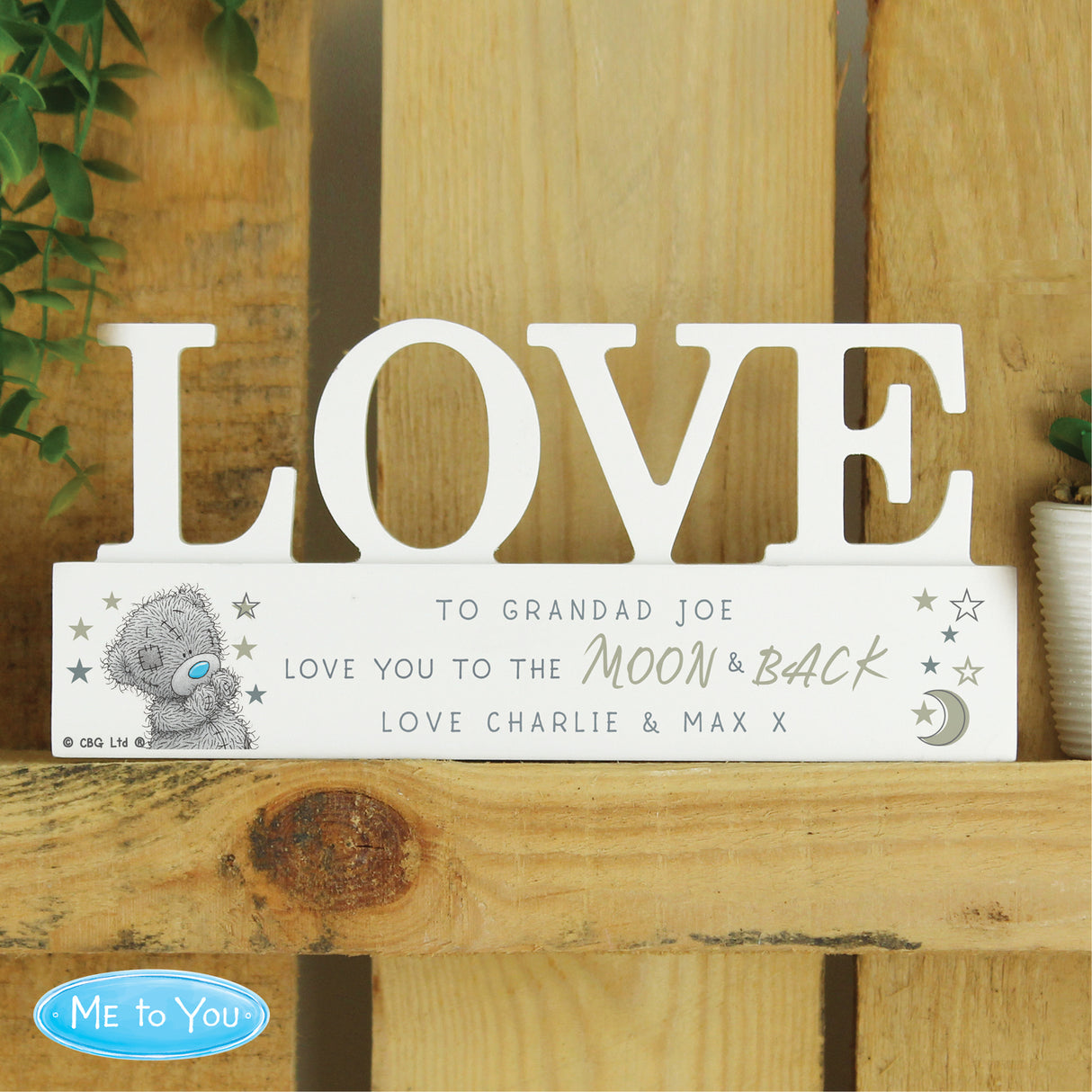 Personalised Me To You Moon and Back Wooden Love Ornament - Ornaments at Gift Moments