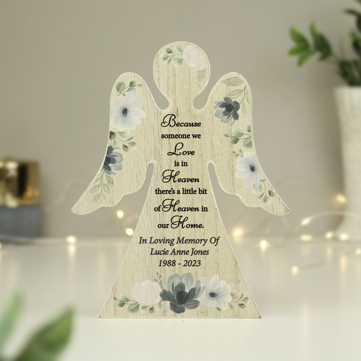 Personalised Memorial Wooden Angel Ornament - Ornaments at Gift Moments